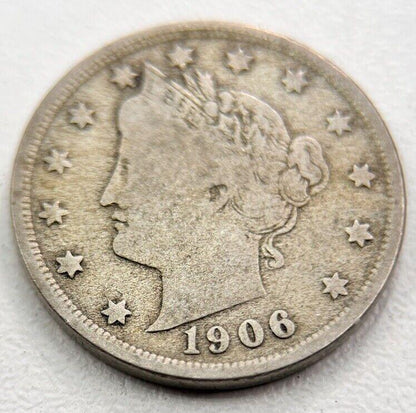 1906 US USA Barber V Cents Nickel Coin | Fine Collectable Grade | a1745