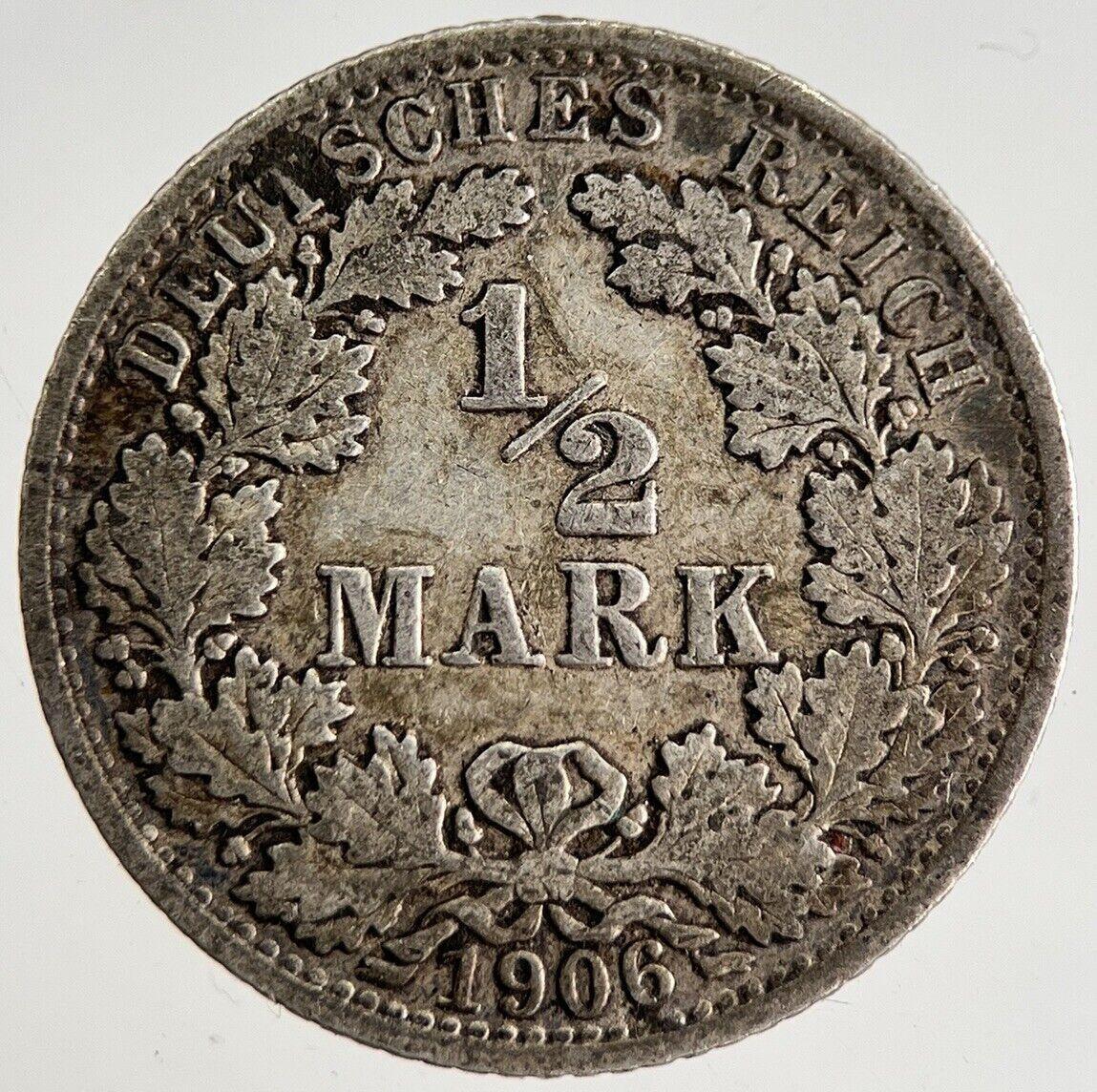 1906 Germany 1/2 Half Mark Silver Coin | Collectable Grade | a8773