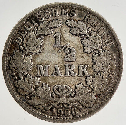 1906 Germany 1/2 Half Mark Silver Coin | Collectable Grade | a8773