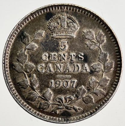 1907 Canada 5 Cents Silver Coin | Very High Grade | a8305