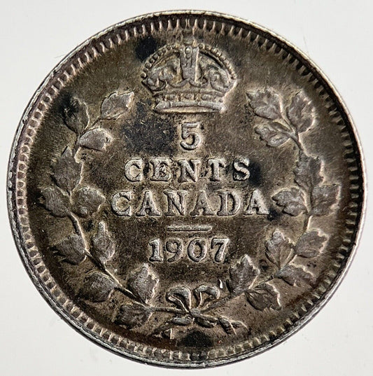 1907 Canada 5 Cents Silver Coin | Very High Grade | a8305