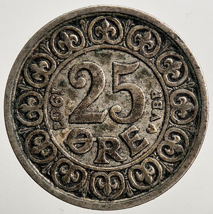 1907 Denmark 25 Ore Coin | Fine Collectable Grade | a3763
