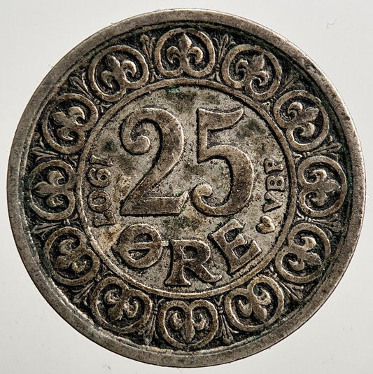 1907 Denmark 25 Ore Coin | Fine Collectable Grade | a3763