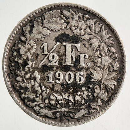 1906 Switzerland Swiss 1/2 Half Franc Silver Coin | Fine Collectable Grade