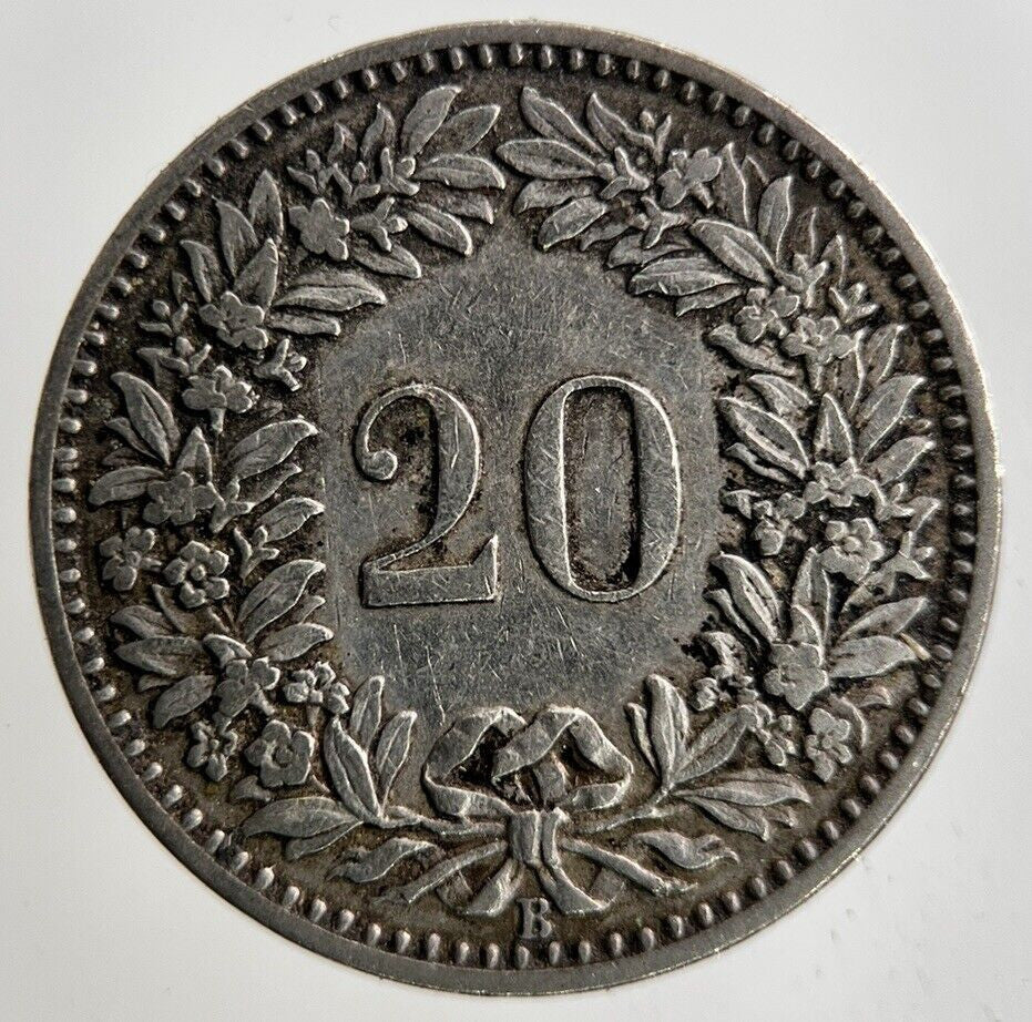 1906 Switzerland Swiss 20 Rappen Coin | Fine Collectable Grade