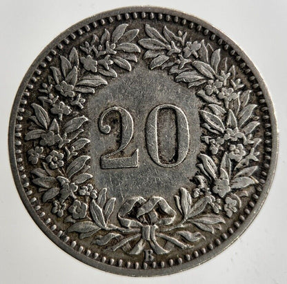 1906 Switzerland Swiss 20 Rappen Coin | Fine Collectable Grade