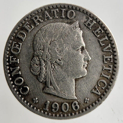 1906 Switzerland Swiss 20 Rappen Coin | Fine Collectable Grade