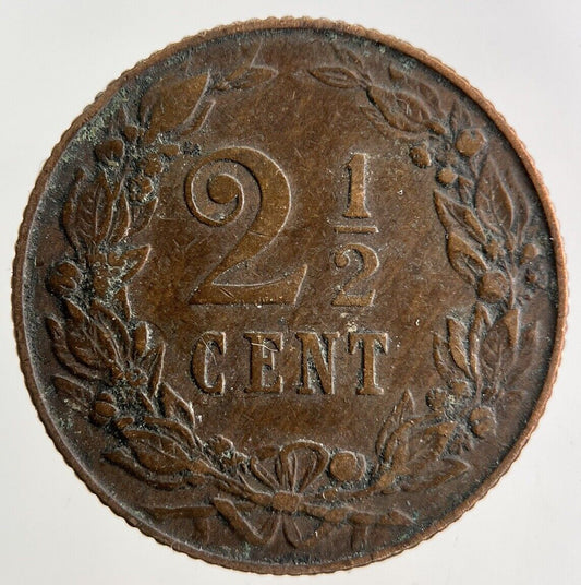 1906 Netherlands 2 1/2 Cent Coin | Fine Collectable Grade