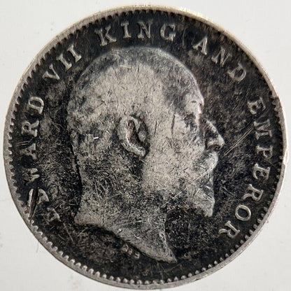 1907 Edward VII 2 Anna Silver Coin | Fine Collectable Grade | a5467