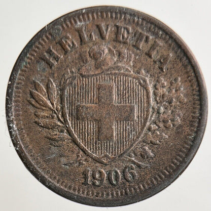 1906 Switzerland Swiss 1 Rappen Coin | Fine Collectable Grade