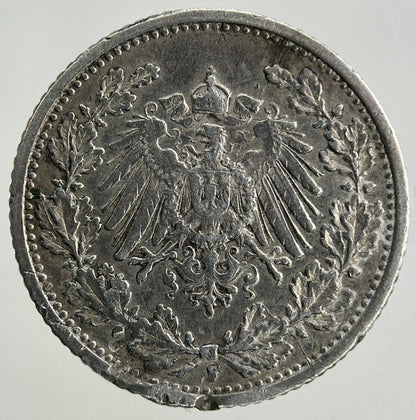 1906 Germany 1/2 Half Mark Silver Coin | Fine Collectable Grade