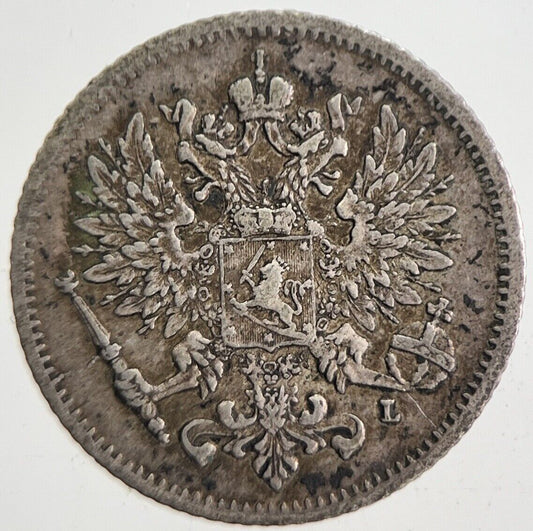 1907 Finland 25 Pennia Silver Coin | Very High Grade | a4867