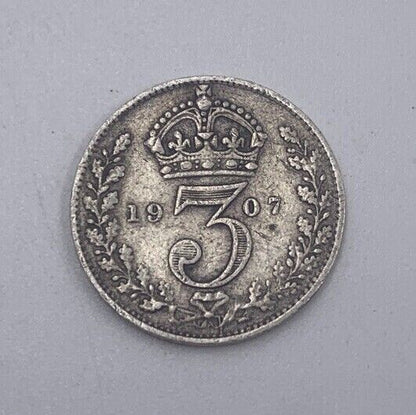 1907 Edward VII Threepence | British Silver Coin | Collectable Grade | a077