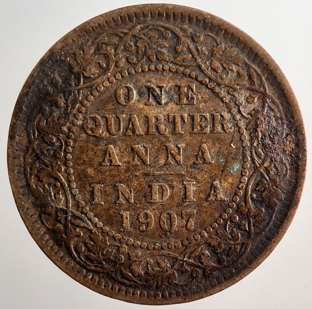 1907 India 1/4 One Quarter Anna Coin | Collectable Grade