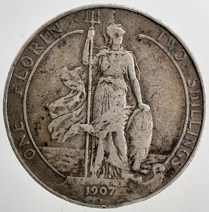 1907 Edward VII Florin Silver Coin | Fine Collectable Grade | a6771