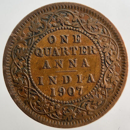 1907 India Quarter 1/4 Anna Coin | Very High Grade | a632