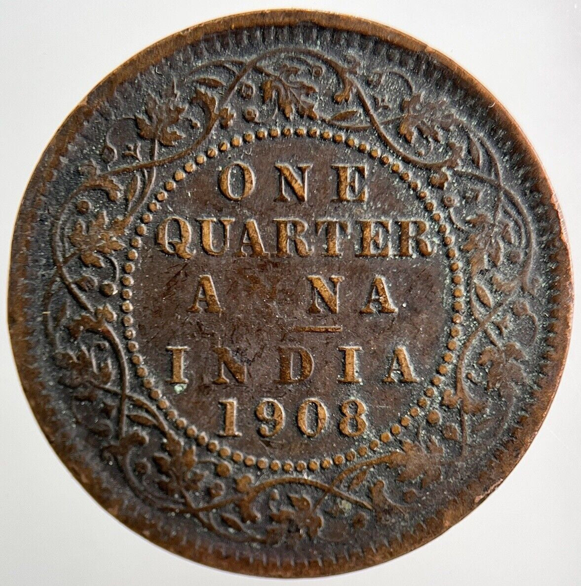 1908 India 1/4 One Quarter Anna Coin | Collectable Grade | a3369