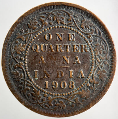 1908 India 1/4 One Quarter Anna Coin | Collectable Grade | a3369