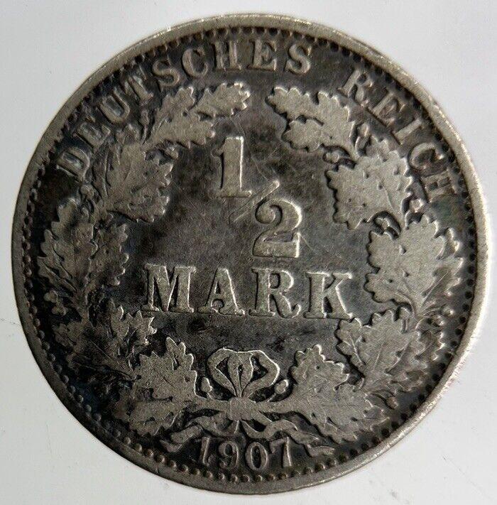 1907 Germany 1/2 Half Mark Silver Coin | Collectable Grade