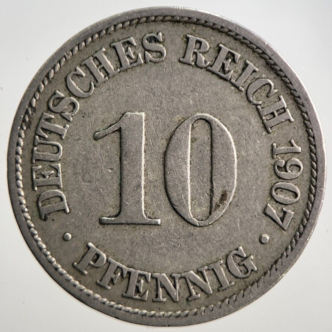 1907-A Germany 10 Pfennig Coin | Collectable Grade | a3092
