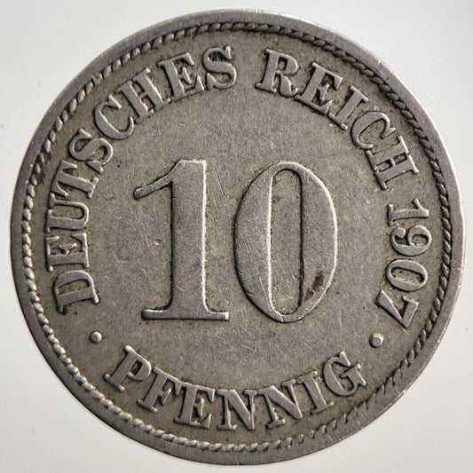 1907-A Germany 10 Pfennig Coin | Collectable Grade | a3092