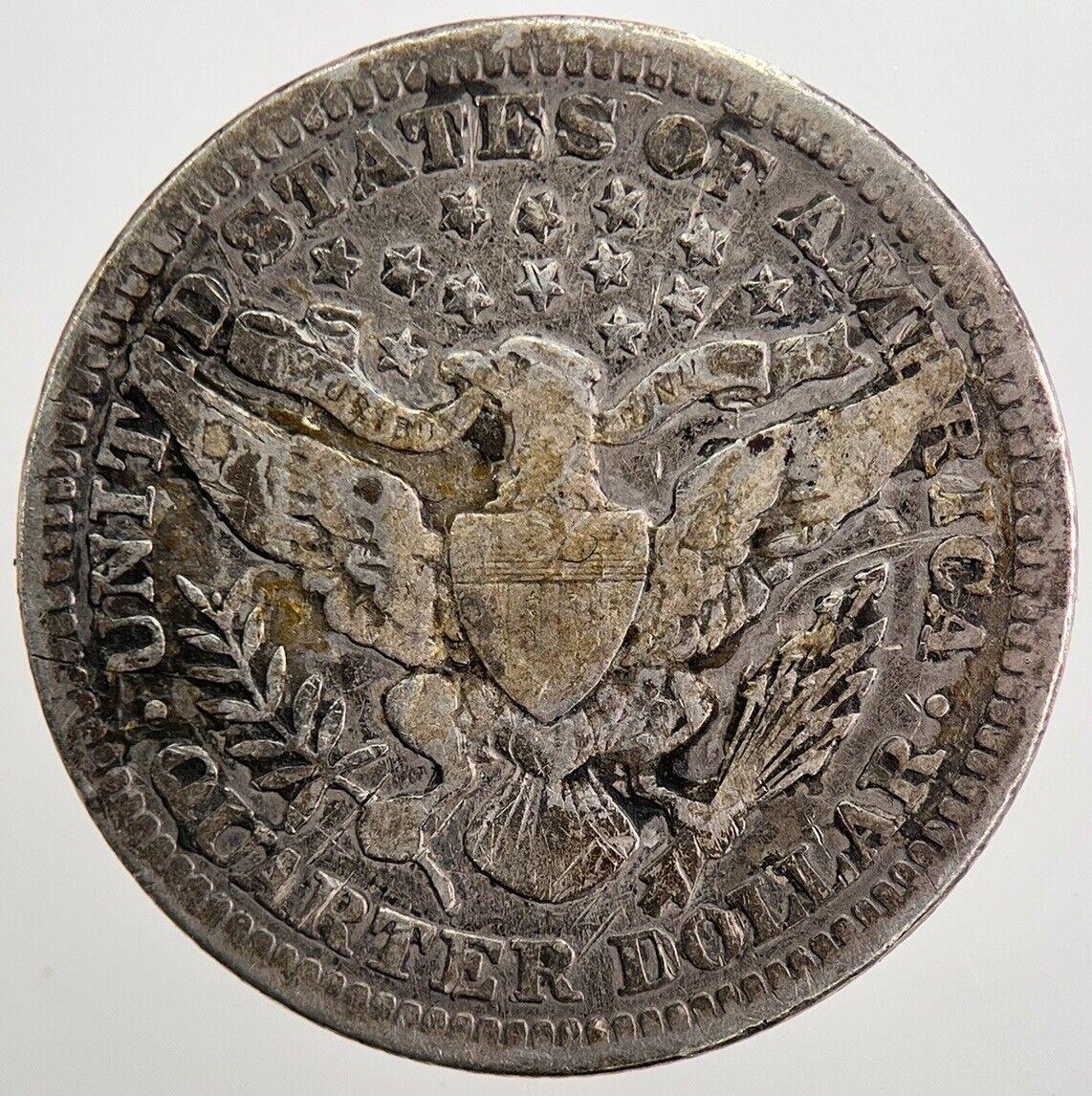 1907 US USA Barber Quarter Silver Coin | Fine Collectable Grade | a5627