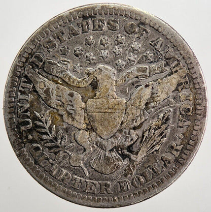 1907 US USA Barber Quarter Silver Coin | Fine Collectable Grade | a5627