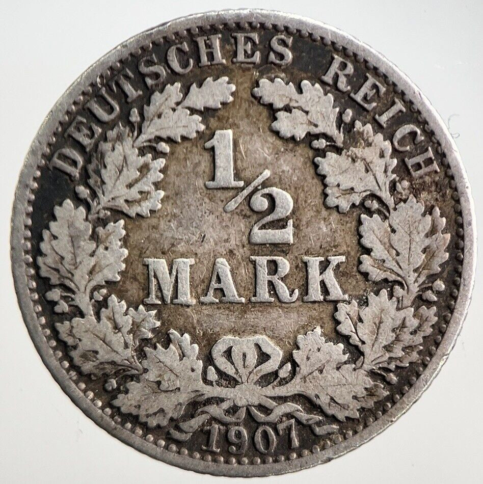 1907 Germany 1/2 Half Silver Mark Coin | Collectable Grade | a3097