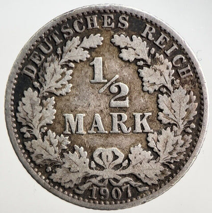 1907 Germany 1/2 Half Silver Mark Coin | Collectable Grade | a3097
