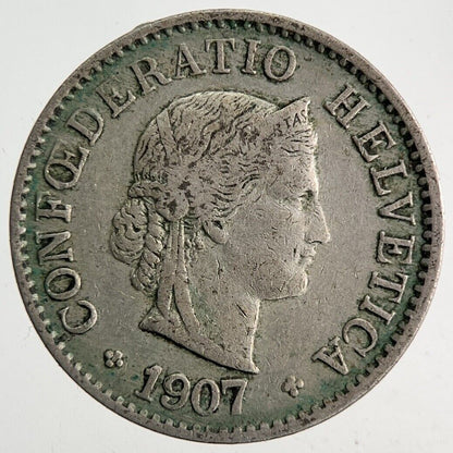 1907 Switzerland Swiss 5 Rappen Coin | Fine Collectable Grade