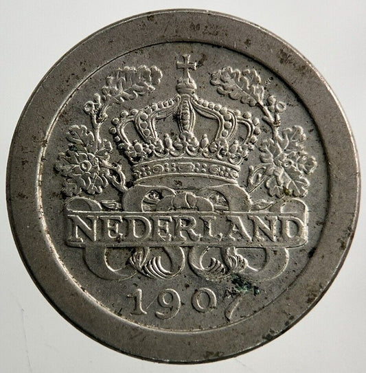 1907 Netherlands 5 Cents Coin | Very High Grade