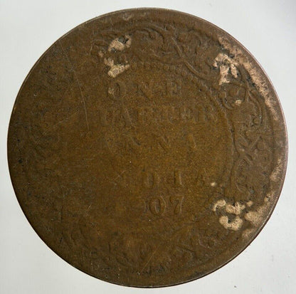 1907 India 1/4 Quarter Anna Coin | Fair Grade