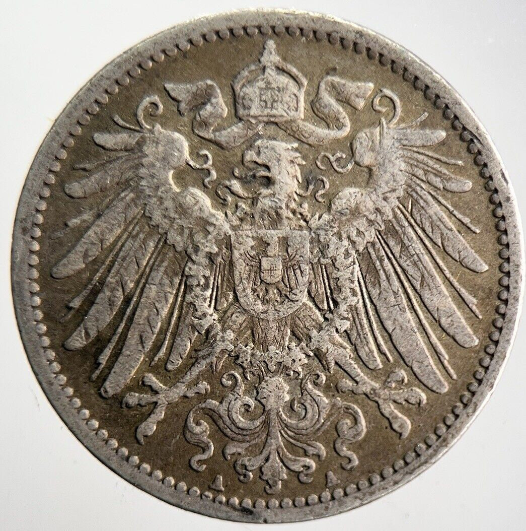 1908 Germany 1 Mark Silver Coin | Fine Collectable Grade | a4681