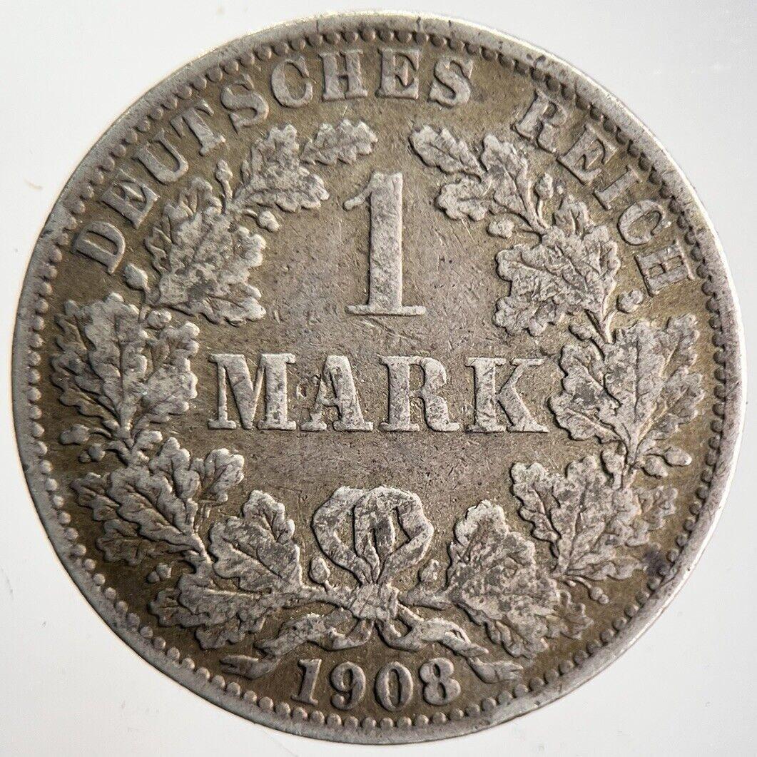 1908 Germany 1 Mark Silver Coin | Fine Collectable Grade | a4681