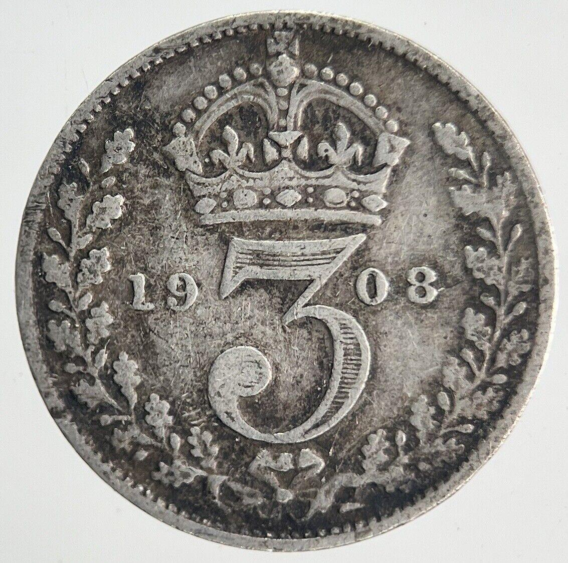 1908 Edward VII Threepence | British Silver Coin | Collectable Grade | a1934