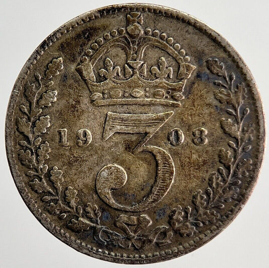 1908 Edward VII Threepence Silver Coin | Fine Collectable Grade | a6306