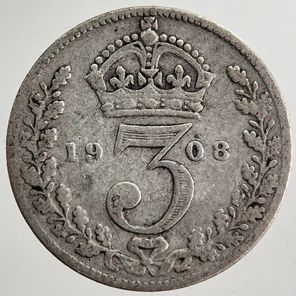 1908 Edward VII Threepence Silver Coin | Collectable Grade | a8717