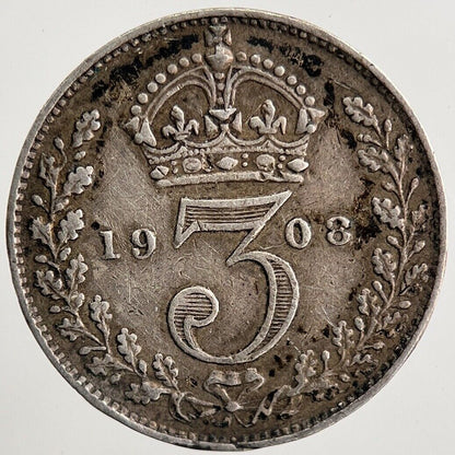 1908 Edward VII Threepence Silver Coin | Very High Grade | a5590
