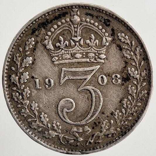 1908 Edward VII Threepence Silver Coin | Very High Grade | a5590