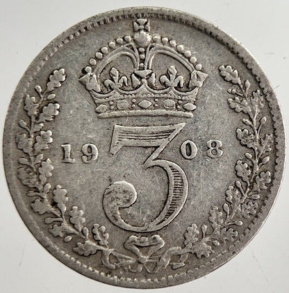1908 Edward VII Threepence Silver Coin | Collectable Grade | a8882