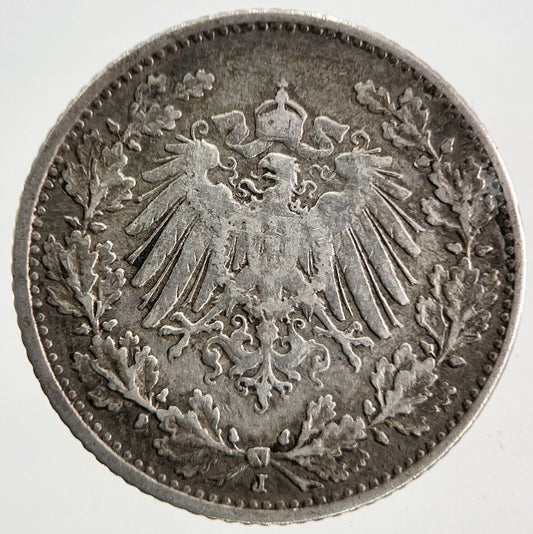 1908 Germany 1/2 Half Mark Silver Coin | Fine Collectable Grade