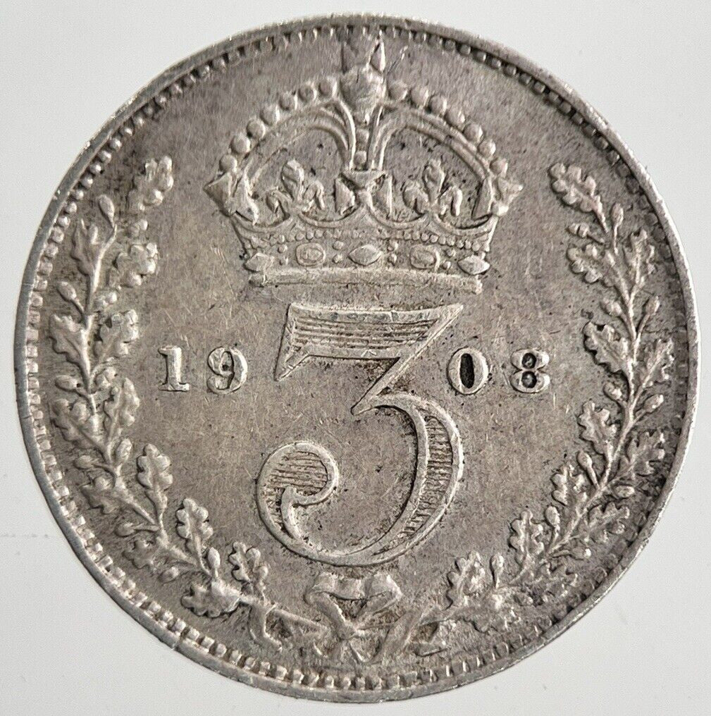 1908 Edward VII Threepence Silver Coin | Very High Grade | a9818