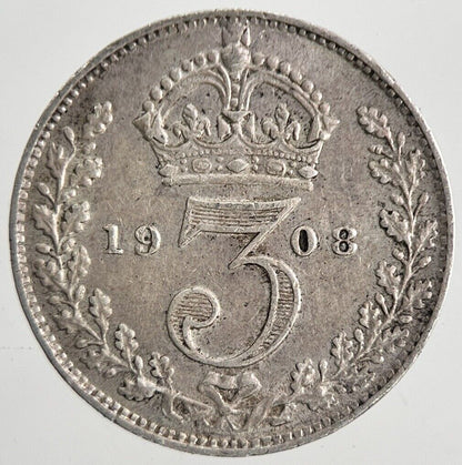 1908 Edward VII Threepence Silver Coin | Very High Grade | a9818