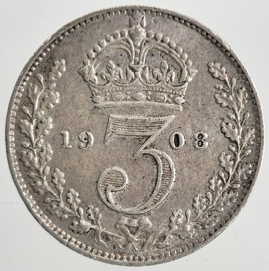 1908 Edward VII Threepence Silver Coin | Very High Grade | a9818