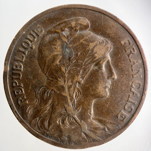 1908 France 10 Centimes Coin | Fine Collectable Grade