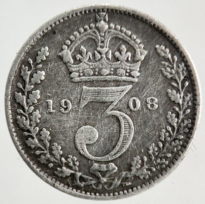 1908 Edward VII Threepence Silver Coin | Fine Collectable Grade