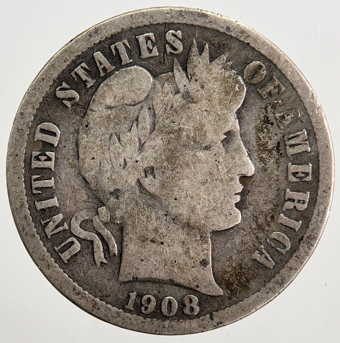 1908 US USA Barber Dime Silver Coin | Collectable Grade | a5791