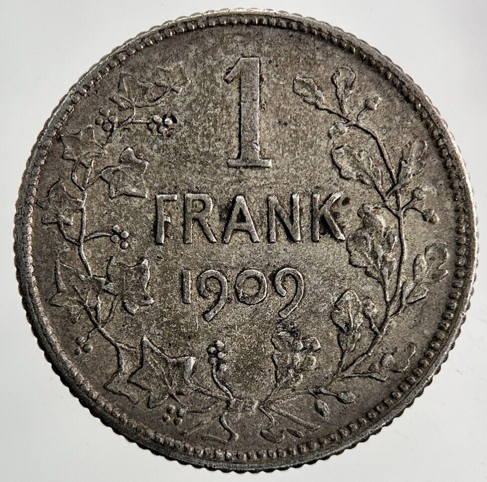 1909 Belgium 1 Franc Silver Coin | Fine Collectable Grade