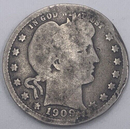 1909 US USA Barber Quarter | American Silver Coin | Collectable Grade | a216