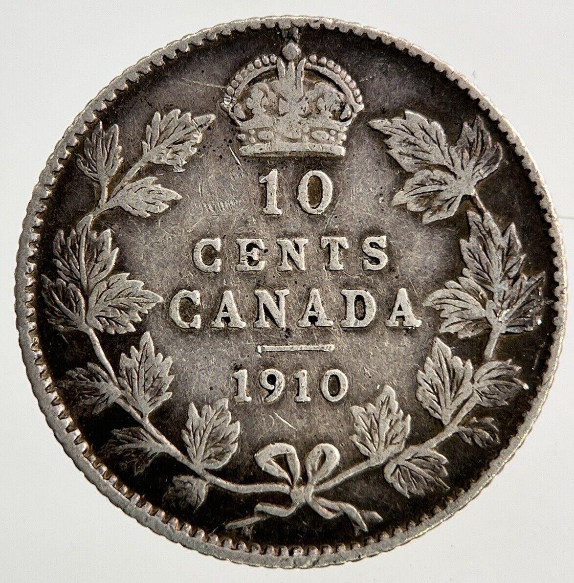 1910 Canada 10 Cents Silver Coin | Fine Collectable Grade
